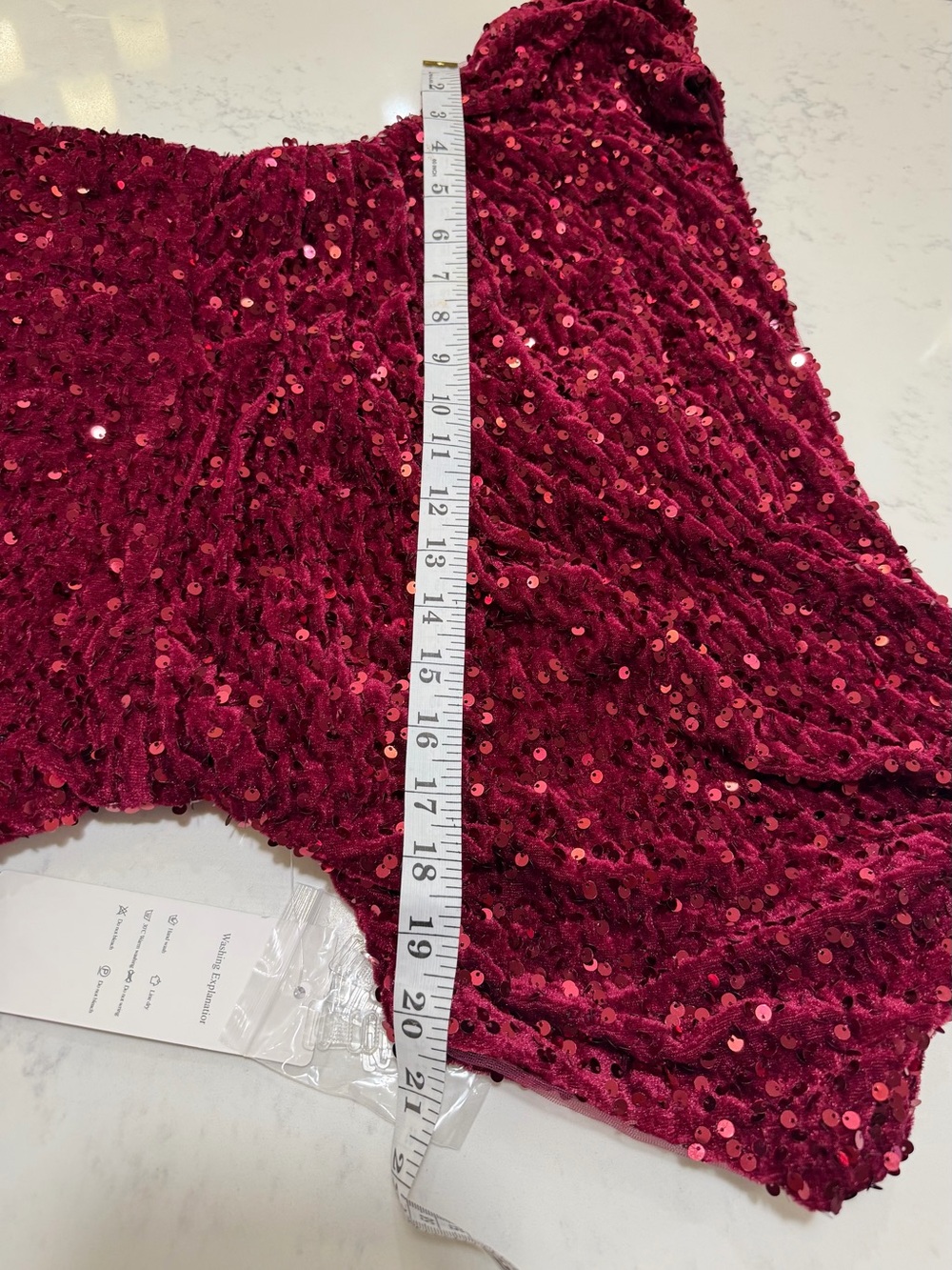 Elegant Sequin Off-Shoulder Evening Gown - Burgundy - Picture 10 of 11